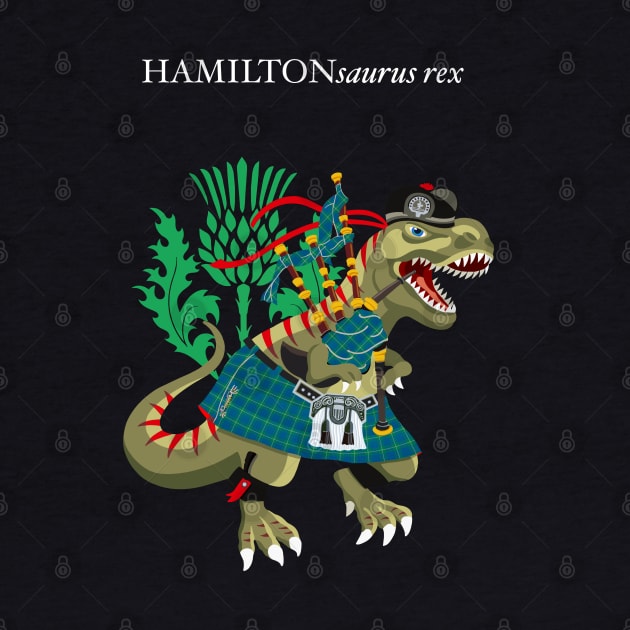 Clanosaurus Rex HAMILTONsaurus rex Plaid Hamilton Ancient Blue Scotland Ireland Family Tartan by BullShirtCo